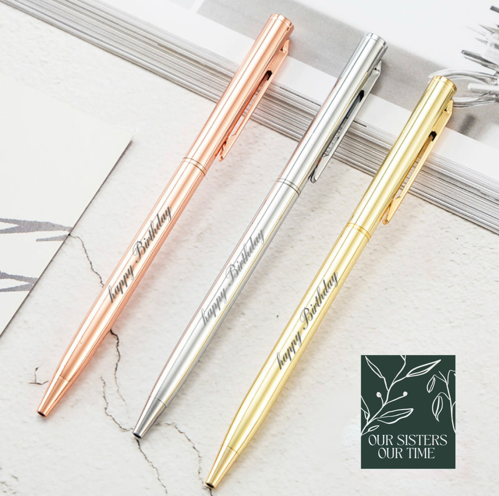 Metal Ballpoint Pen Rose Gold Pen Custom Logo Advertising Ballpoint Pen  Lettering Engraved Name